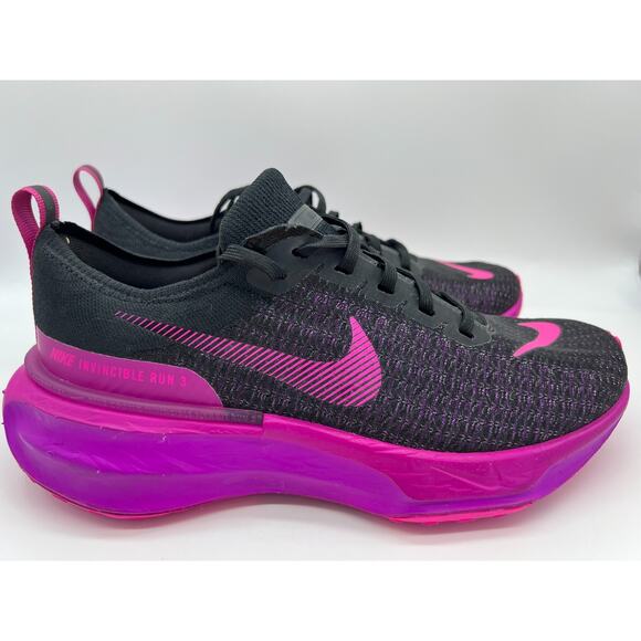 Nike ZoomX Invincible Run FK 3 Black Fuchsia Shoes DR2615-006 Men's Size 9.5 - Picture 1 of 12